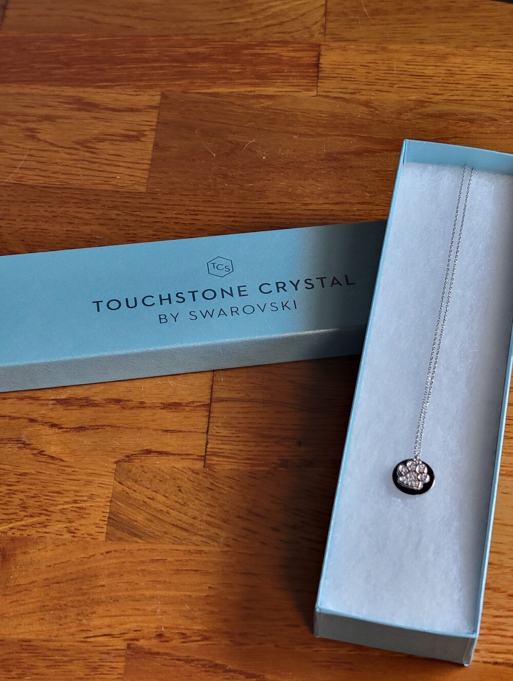 Touchstone Crystal Silver Pendant Necklace - Dog Paw